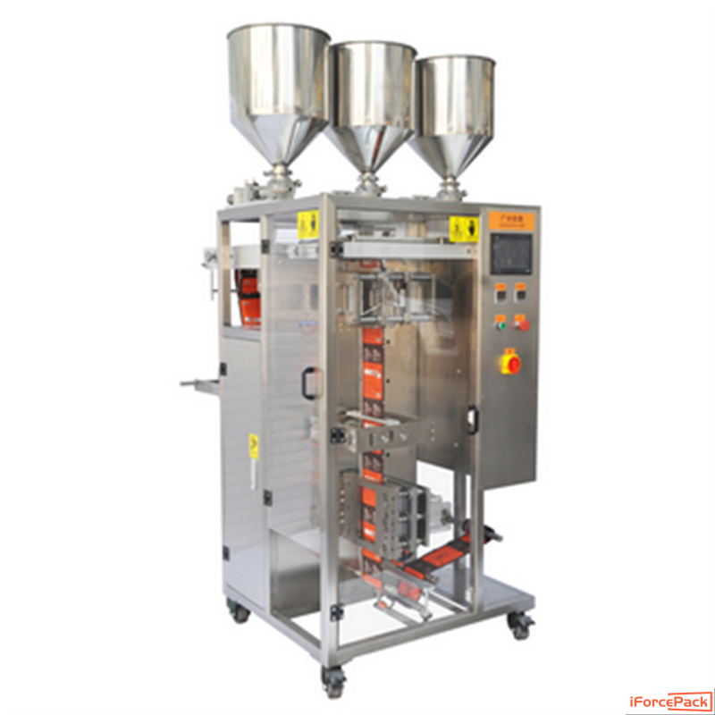 Automatic 3 lanes different shapes liquid bag sachet packaging machine